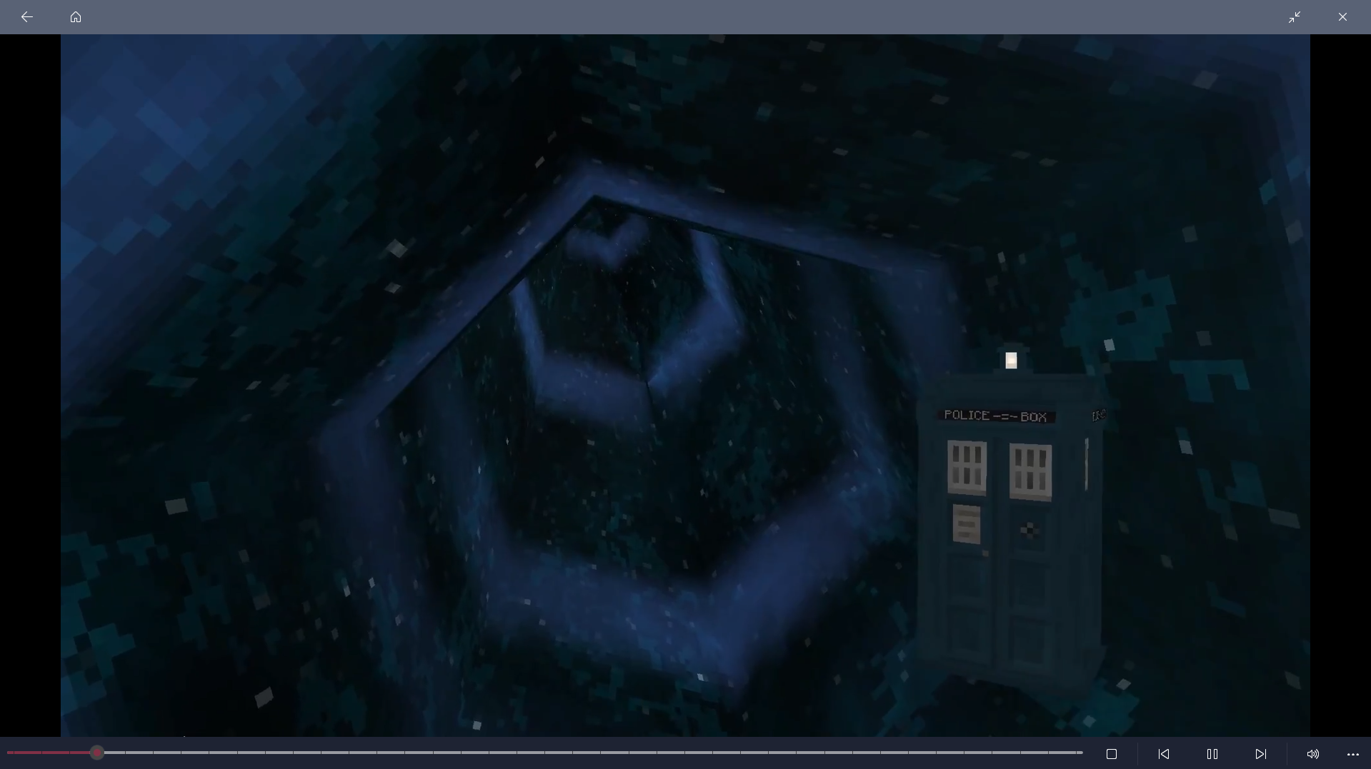 A picture of a video with the Tardis from the mod Dalek Mod on Minecraft on MediaBrowser.